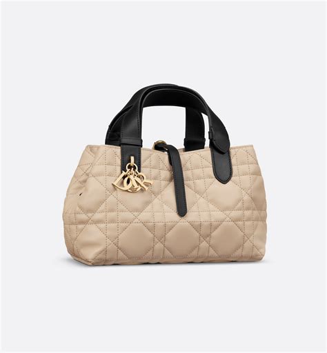 Small Dior Toujours Bag Rope Beige and Black Macrocannage 